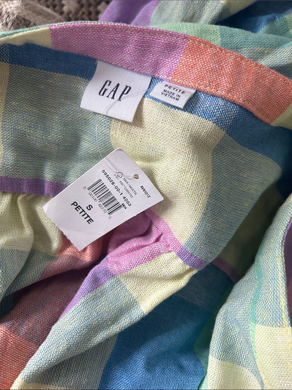NWT Gap Linen Plaid Midi Shirtdress (SP) - Picture 4 of 6